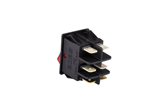 30*22mm Black Body 1NO+1NO with Illumination with Terminal (0-I) Marked Red A12 Series Rocker Switch